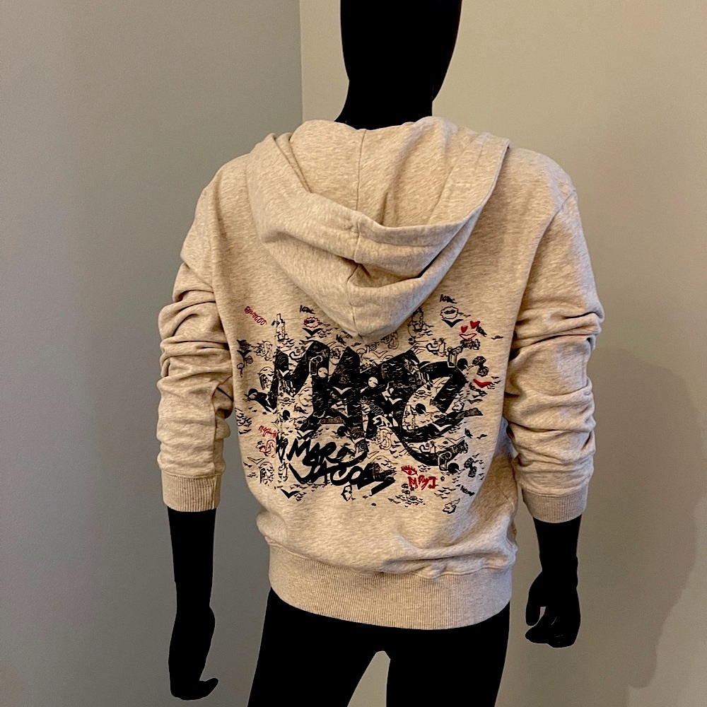 Marc by Marc Jacobs Beige Graphic Hoodie with Black & Red Print